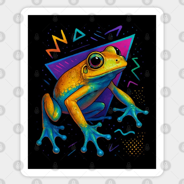 Retro Neon Emerald Eye Tree Frog Magnet by Reptiq's Store